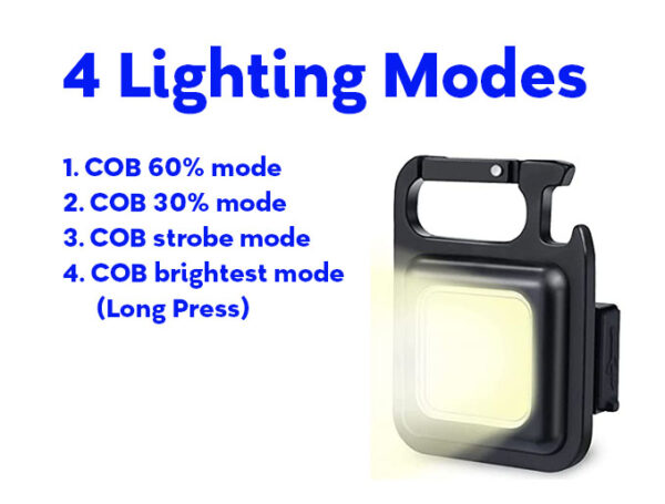 Mini LED Flashlight 800 Lumens COB Rechargeable light Keychain - Image 6