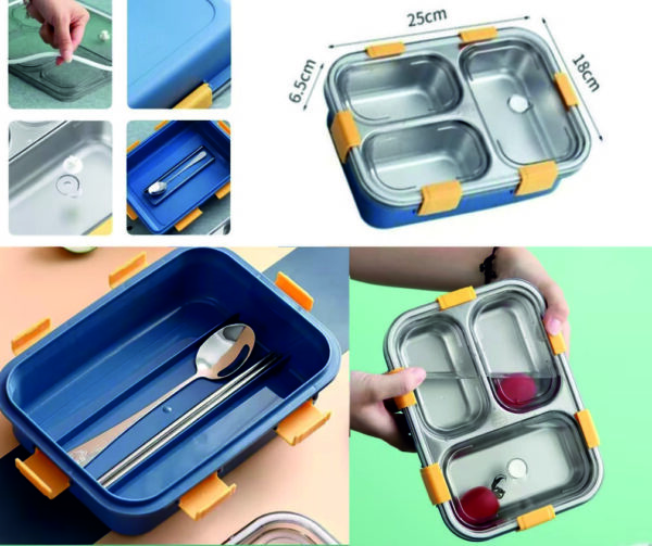 3 Section Steel Lunch Box - Image 2